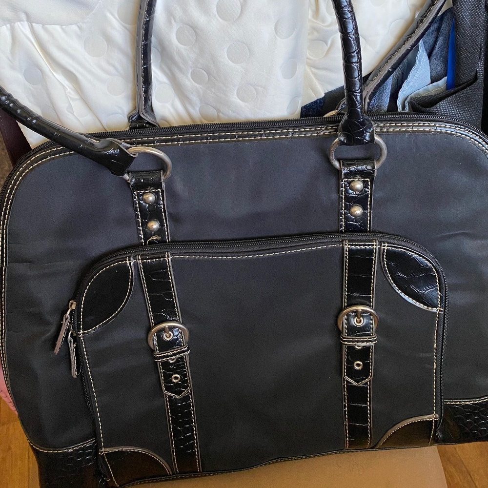 Black Large Faux Leather Tote Bag